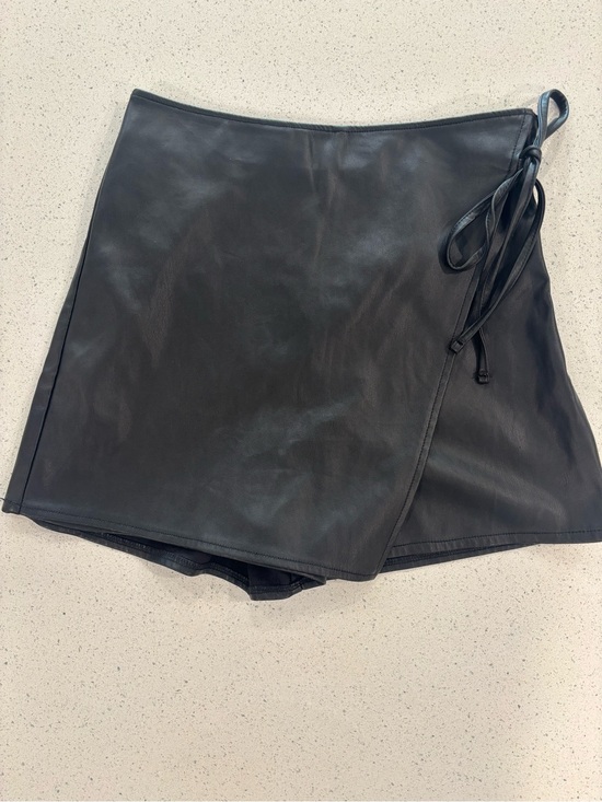 Abercrombie & Fitch Pants - Abercrombie & Fitch Black Faux Leather Wrap Skort with Side Tie Small